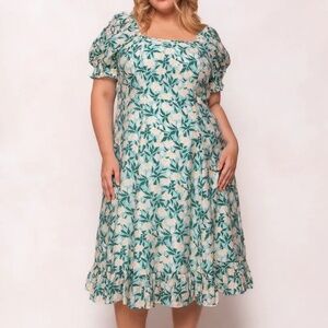 🌿 Ivy City Tamara Dress Green Floral Size 1x Like New, Worn Once